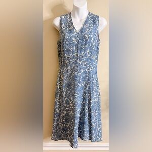 MaxMara Blue and White Floral Mini Dress size‎ 8 100%Silk
